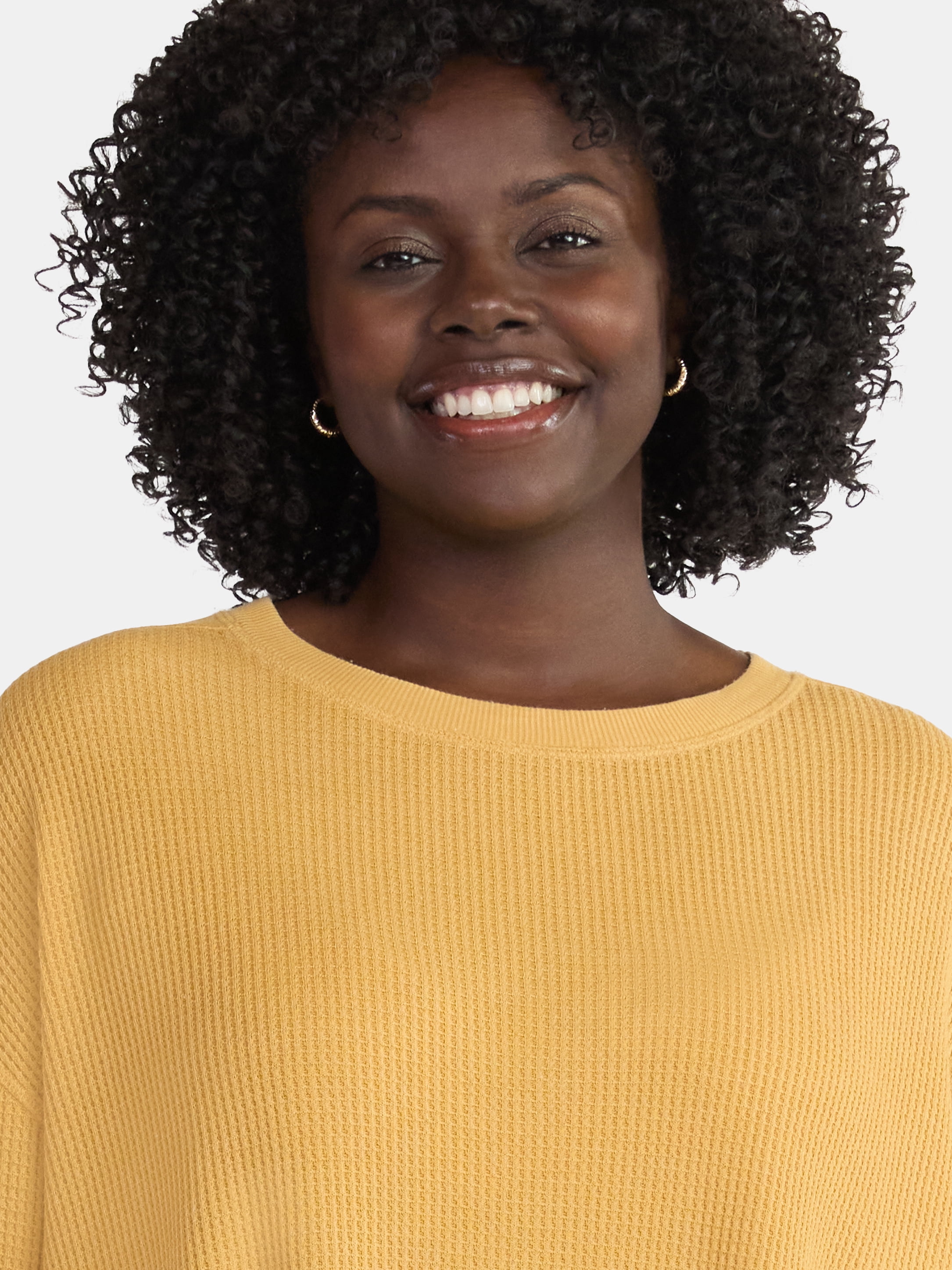 Terra & Sky Women's Plus Size Waffle Tunic with Long Sleeves, Sizes 0X-5X