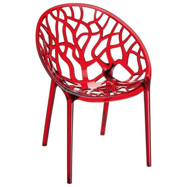 Compamia Crystal Polycarbonate Patio Dining Chair in Red 
