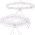 thumbnail image 3 of Qarigey 2 pack/lote Liga de boda cómoda con aplicación amplia anillo para pierna lazo para pierna nupcial diario Accesorios de disfraces Blanco, 3 of 6