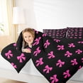thumbnail image 4 of Homewish Girl Lovely Bowknot Full Size Comforter Sets,Cartoon Ribbon Bow Bedding Comforter Set,Pink Black Bedding Sets For Kids,Ultra Soft Home Decor Reversible,3-Piece, 4 of 8
