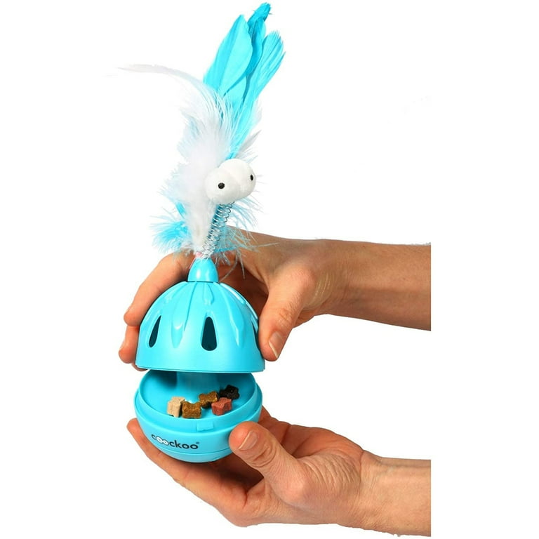 Coockoo Tumbler Noise Making Cat Toy and Treat Dispenser With Timer Blue