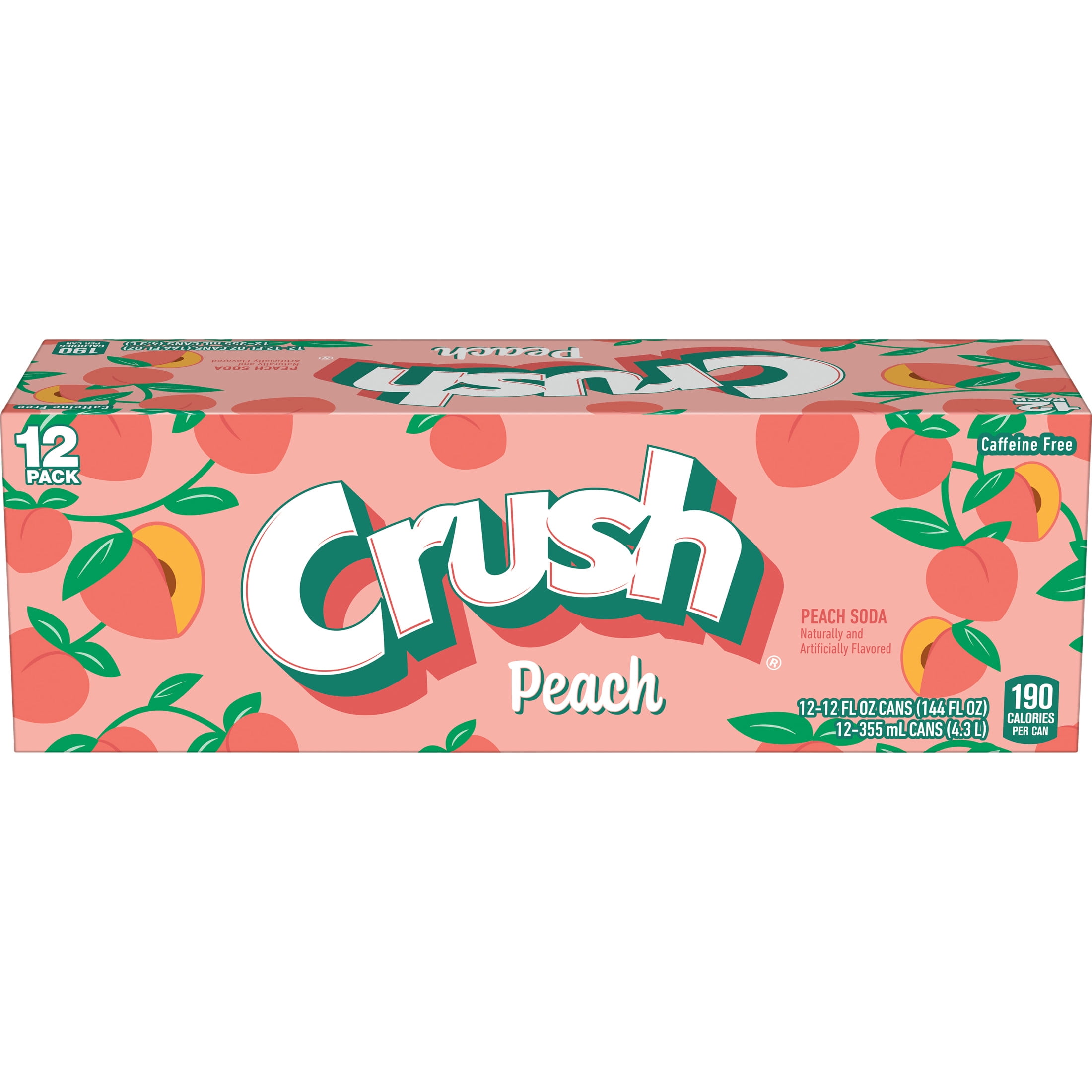 Crush Caffeine Free Peach Soda Pop, 12 fl oz, 12 Pack Cans