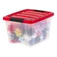 thumbnail image 3 of IRIS 19 Qt Christmas Plastic Storage Bin with Lid and Secure Latching Buckles, Clear/Red, 4Pk, 3 of 5