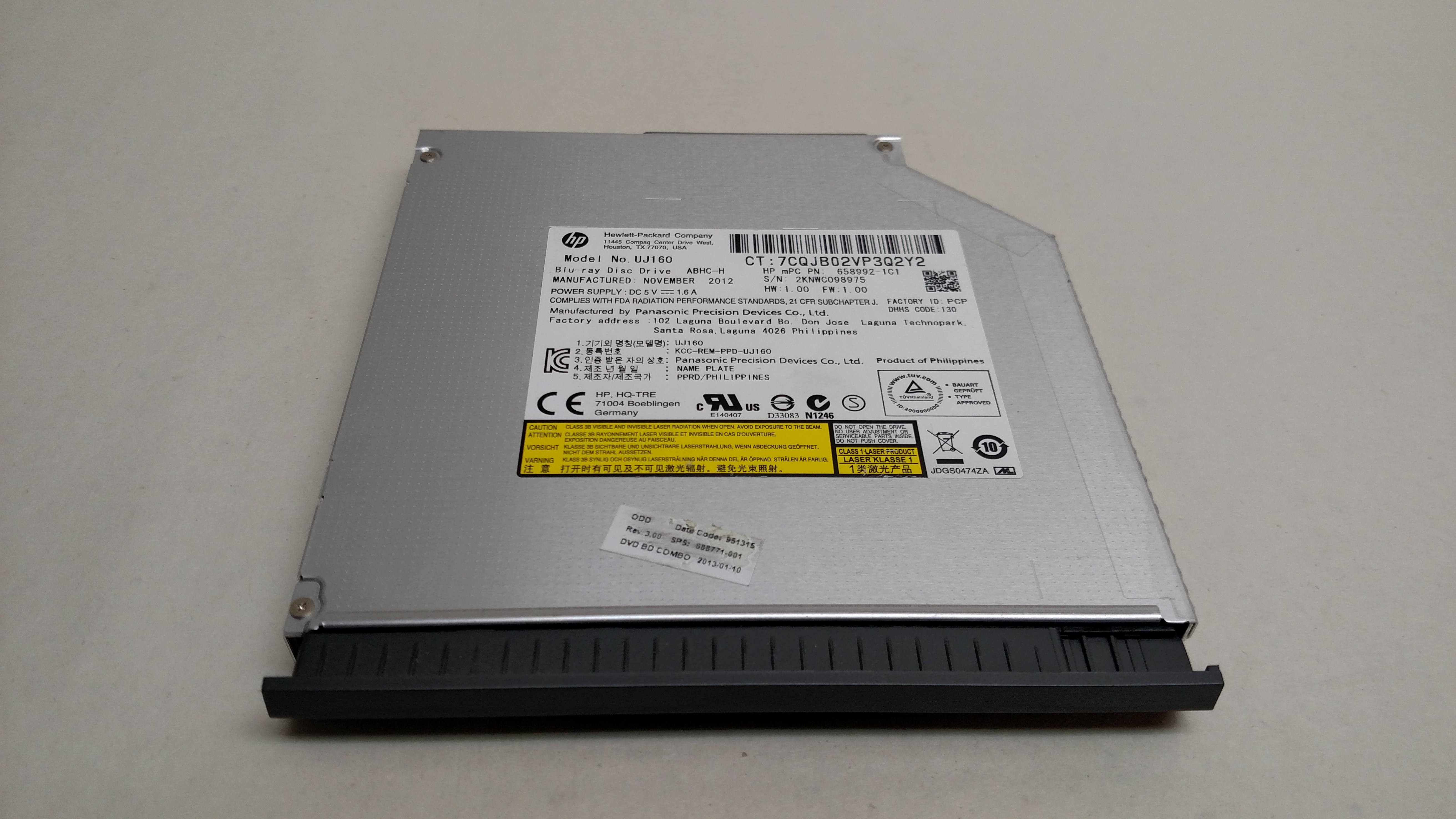 Used HP EliteBook 8770w BDROM DVD/CDRW SATA Internal Laptop BluRay