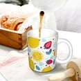 thumbnail image 3 of Yiaed Strawberry Lemon Print Ceramics Coffee,Large Handle Design,Extra Large Tea and Coffee Cup for Office and Home Mugs, 3 of 6