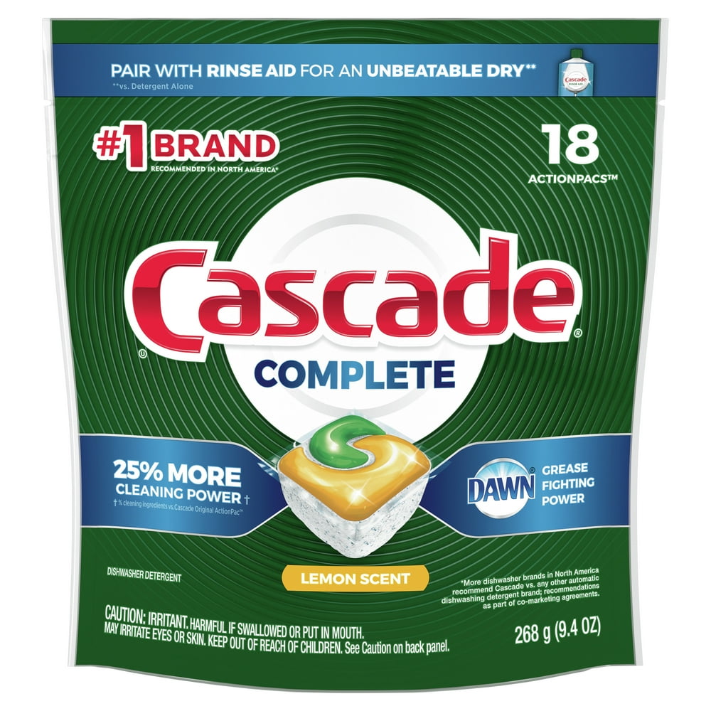 Cascade Complete Dishwasher Pods, ActionPacs Dishwasher Detergent Tabs