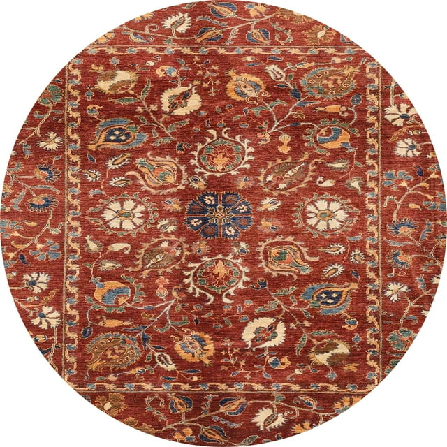 Ahgly Company Tapis Intérieur Ronds Abstraits Orientaux Rouges, 5 Pieds Rond