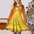 thumbnail image 2 of Karoyedx Girls Christmas Party Dresses Girls Fall Dresses Toddler Velvet Dress Girls Smocked Square Neck Puff Long Sleeve Party Dresses Gold Size,5-6 Years, 2 of 5