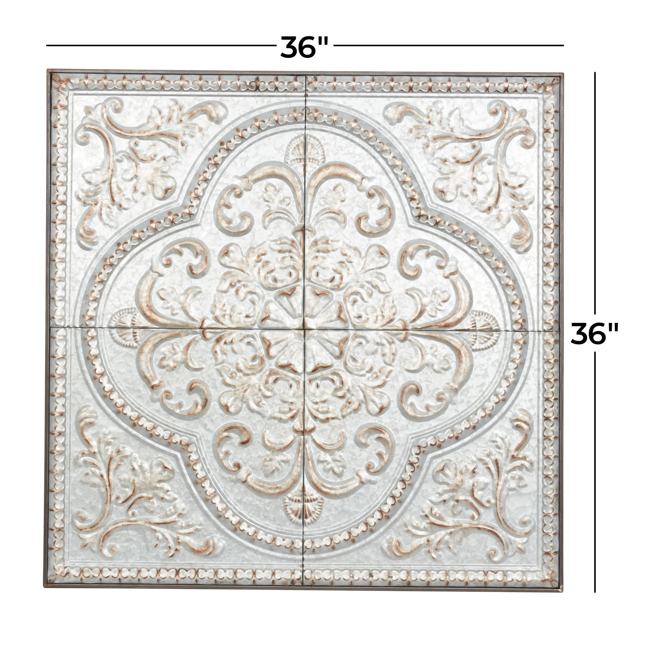 DecMode Gray Metal Scroll Wall Decor with Embossed Details