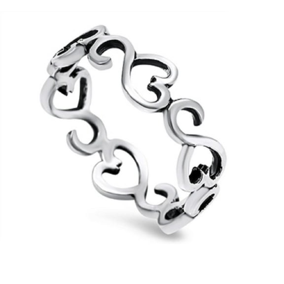 925 Sterling Silver Hearts Infinity Eternity Ring Size 5