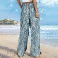 thumbnail image 4 of Women High Waisted Beach Pants Pleated Flowy Floral Print Wide Leg Trousers Pull On Baggy Casual Pant with Pockets, 4 of 6