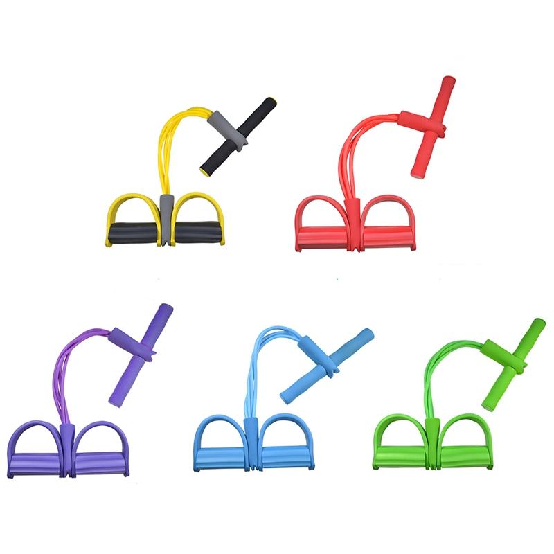 Pedal Resistance Band, 4 Tubes Strong Fitness Yoga Resistance Bands, Latex Pedal Exerciser Sit- Up - image 3 of 6