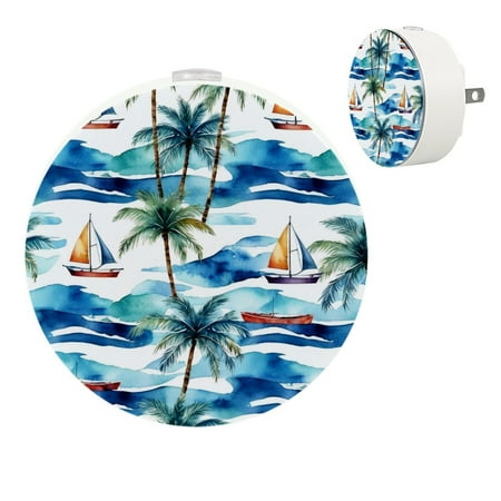 

YZUOUZY Lamp for Bedroom Bedroom Lamp Small Bedside Lamps Set of 2 Watercolor Sailboat Palm Tree Leaves