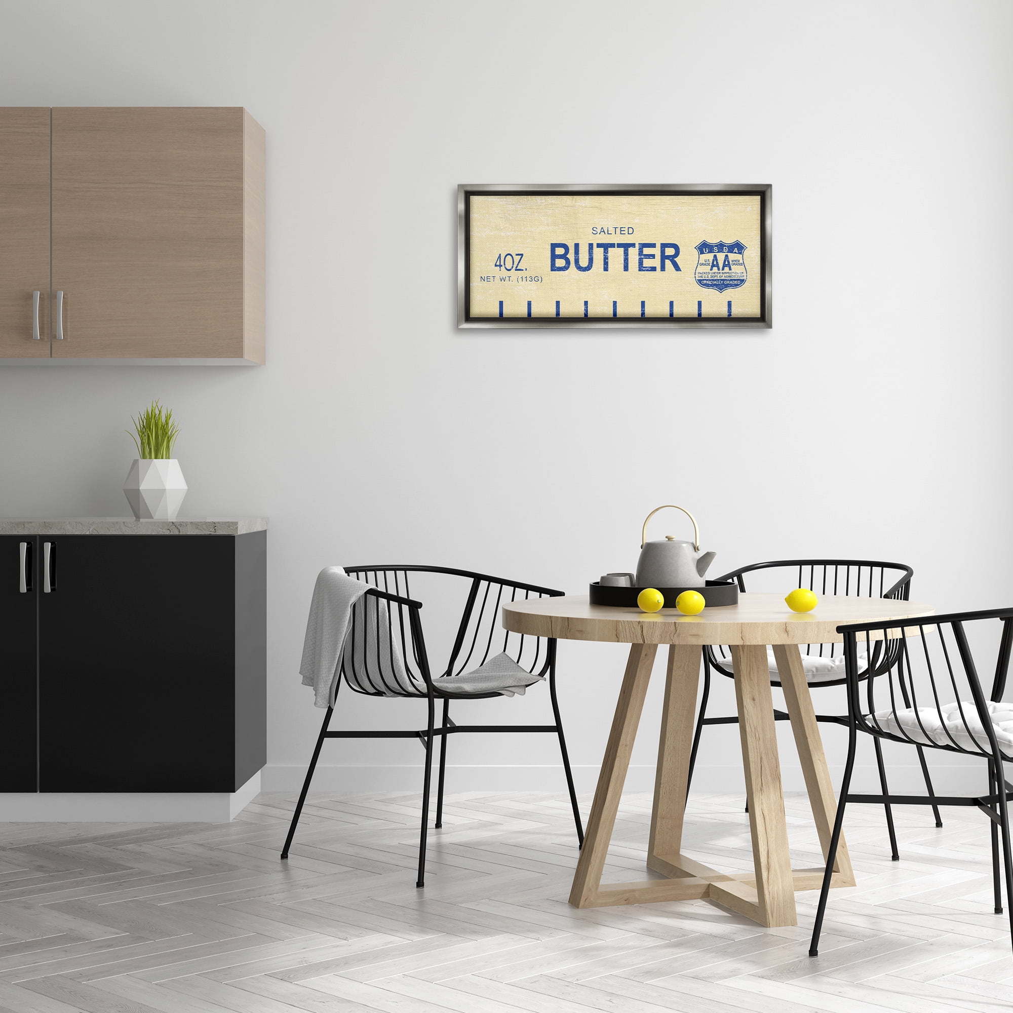 Stupell Industries Vintage Salted Butter Food & Beverage Painting Gray Floater Framed Canvas Art Print Wall Art, 31 x 14