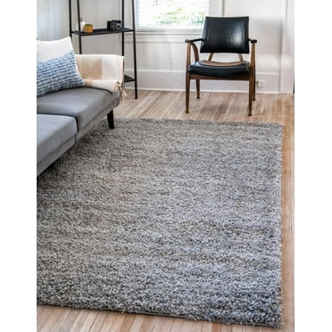 Rugs.com Solid Shag Collection Rug – 2' x 3' Cloud Gray Shag Rug Perfect For Entryways, Kitchens, Breakfast Nooks, Accent Pieces