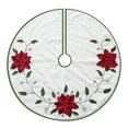 thumbnail image 2 of Kurt Adler 54-Inch Ivory with Holly Leaves and Poinsettia Tree Skirt, 2 of 3