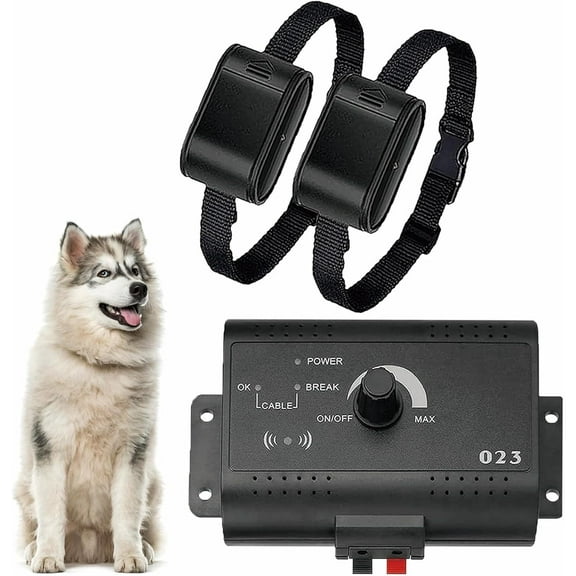Electric Dog Fence, In-Ground Pet Containment System, Waterproof Training Collar with Tone/Static Correction, Covers up to 1/2 Acre, Electric Pet Fence for Stubborn Dogs,for2dog