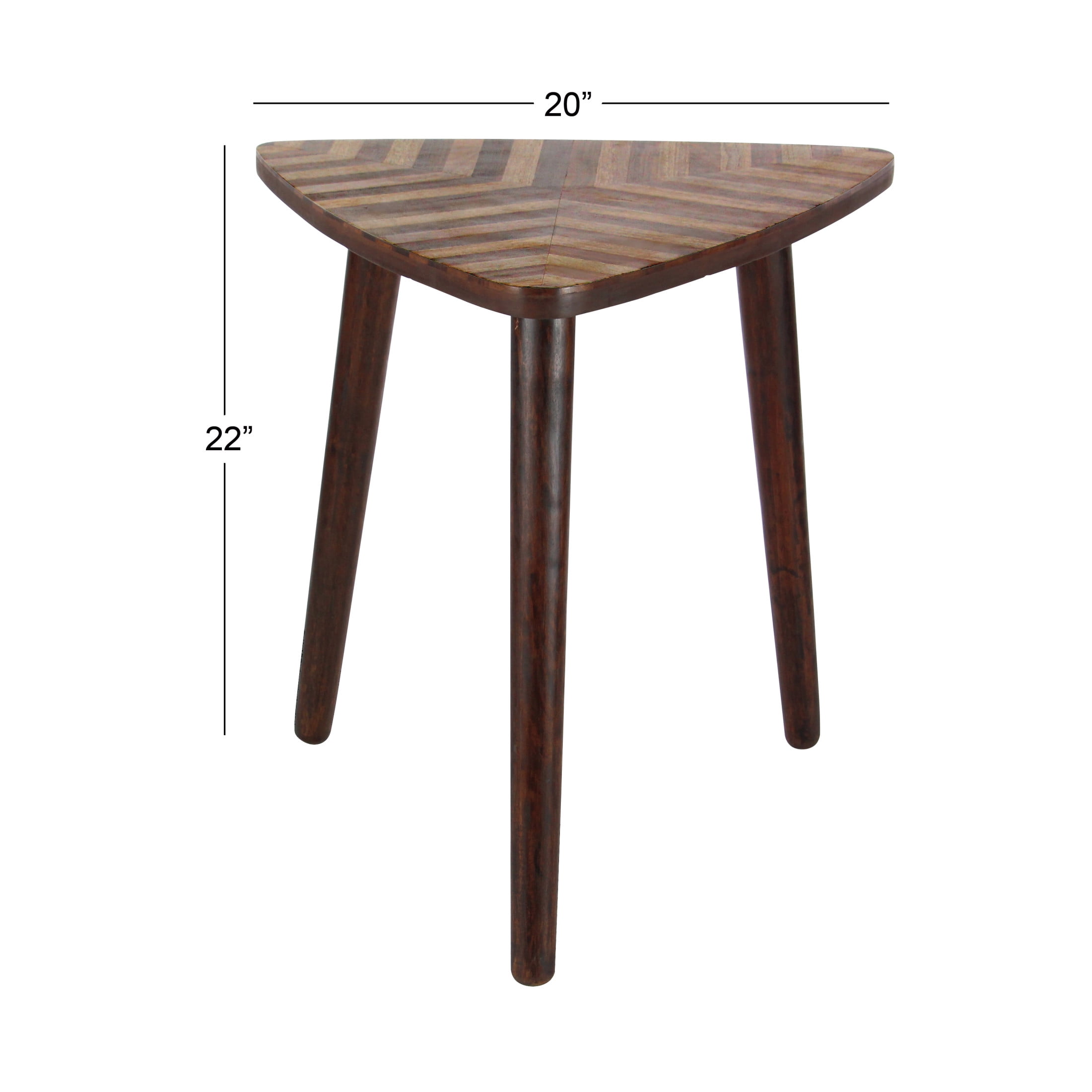 DecMode 20" x 22" Brown Mango Wood Handmade Accent Table with Wood Inlay, 1-Piece