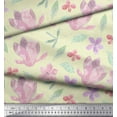 thumbnail image 3 of Soimoi Yellow Cotton Poplin Fabric Leaves & Periwinkle Floral Print Sewing Fabric Yard 42 Inch Wide, 3 of 3