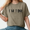 thumbnail image 4 of Towmus I'M Fine Casual Letter T-Shirt Women Funny Halloween Clothes Gift Print Graphic Tee Tops, 4 of 6