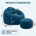 thumbnail image 2 of DreamBuck Bean Bag Chair for Adult, Microfiber Upholstered Bean Bag Sofa with Petal Back, Shell-Shaped Beanbag Chair with Footstool, Memory Foam Stuffed Lazy Sofa for Living Room, Bedroom (Blue), 2 of 7