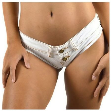 nerohusy Denim Cut Off Shorts for Women Womens Nightclub Denim Shorts Thong Hot Jeans Shorts Party Mini Denim Shorts White M
