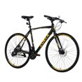 thumbnail image 2 of 24 Speed Road Bike Hybrid Bike with Lightweight Aluminum Frame, Mens Bike with 700C Wheels, Dual Disc Brake, Yellow, 2 of 6