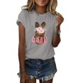 thumbnail image 2 of Daisyyozoid Chemise Joyeuses Pâques pour Femmes, Manches Courtes Imprimées, Blouse Ample, 2 of 4