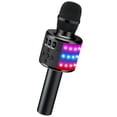 thumbnail image 1 of BONAOK Micrófono de karaoke inalámbrico Bluetooth con luces LED, micrófono portátil 4 en 1 con altavoz, reproductor de karaoke, canto, juguetes de fiesta en casa, regalo de cumpleaños para niños, adul, 1 of 5