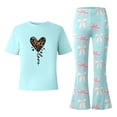 thumbnail image 6 of Gaexia Kids Lounge Set,Valentine's Day Girls Outfit Cute Bow Heart Print Short Sleeve Top With Flare Leg Pants Toddler Two Piece Matching Fashion Clothes,11-12 Years, 6 of 6