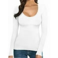 thumbnail image 5 of Women Long Sleeve Shirt Scoop Neck Tops Slim Fit Basic Top Base Layer Tee, 5 of 6