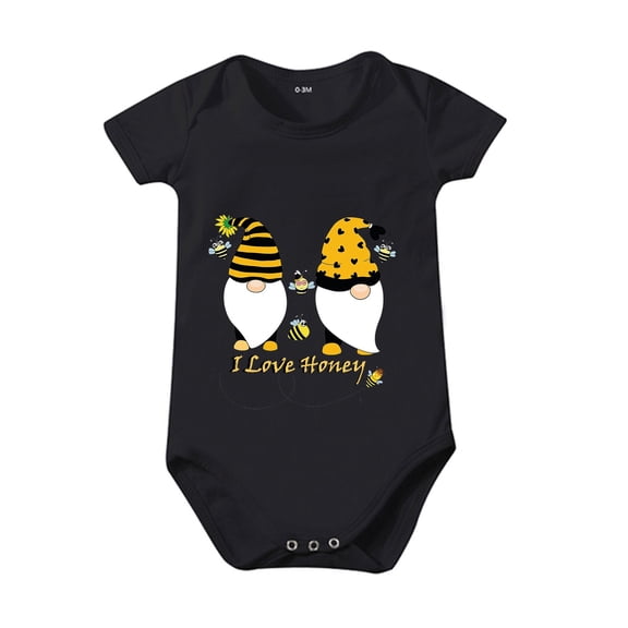 MZXELPRJD Baby Jumpsuit Infant Girls Boys First Birthday Outfits Bumble Bee Printed Baby Clothes 1st Birthday Romper Short Sleeve Bodysuit