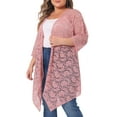thumbnail image 4 of Agnes Orinda Women's Plus Size  Lace Crochet Draped Shawls Lightweight Open Front Cover-Ups Casual Cardigans 4X Pink, 4 of 6