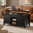 thumbnail image 4 of 47.3 in Lift Top Coffee Table with Storage Coffee Tables for Living Room Farmhouse Center Table, Large Rectangle Middle Tables with Hidden Compartment & Adjustable Shelf,Black, 4 of 9