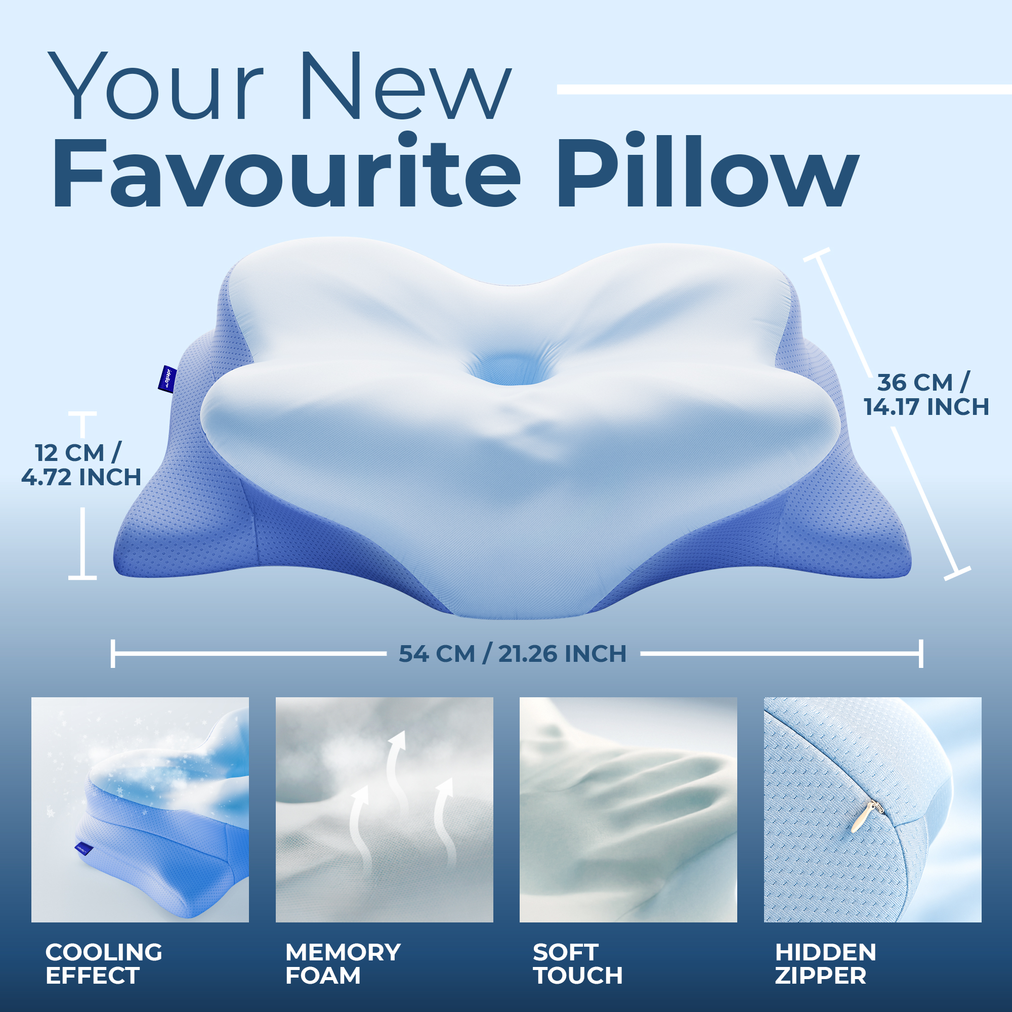 Derila Ergo Cervical Memory Foam Pillow, Blue photo 4
