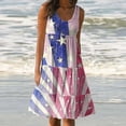thumbnail image 2 of ibuvkizy Sundresses for Women 2025,4th of July Dress Women Casual Patriotic Midi Dress Red White and Blue Pattern Crewneck Dresses Sleeveless Breathable Tunic Dress Red XL, 2 of 5
