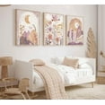 thumbnail image 3 of 3 Pcs Boho Nursery Girl Canvas Wall Art Abstract Mountains Flowers Sun Moon Rainbow Toddler Painting Picture Wall Decor Poster Print Artwork for Girls Room Baby Girl Room Playroom Home, 3 of 5
