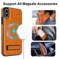 thumbnail image 3 of ELEHOLD Case for iPhone X/XS, Luxury PU Leather Anti-Scratch Magnetic Case with Invisible Kickstand for MagSafe Accessory,Khaki, 3 of 8