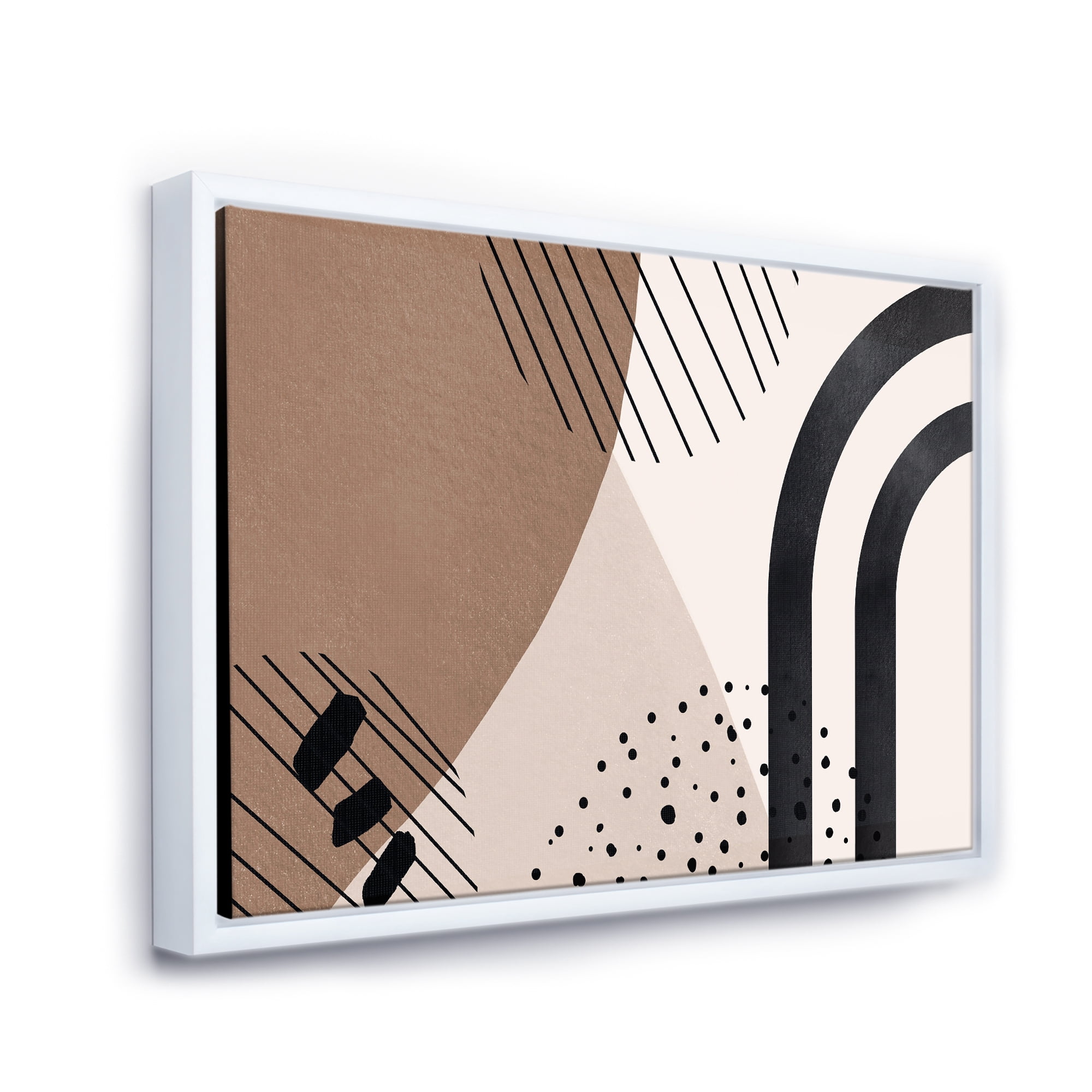 Designart 'Abstract Ivory Shapes and Shapes in Terracotta I' Modern Framed Canvas Wall Art Print