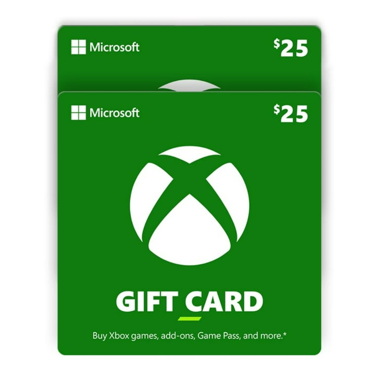Microsoft XBOX Physical Gift Cards $50.00 Multi-Pack ( 2 x $25.00 cards)
