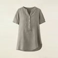 thumbnail image 6 of Roncen Womens Short Sleeve Shirts V Neck Collared Button Down Shirt Tops with Pockets, 6 of 8