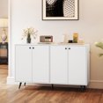 thumbnail image 2 of Patiojoy Buffet Bahut Milieu du Siècle Moderne Armoire de Rangement à 4 Portes avec Tablettes Réglables à 5 Positions Blanc, 2 of 9