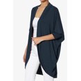 thumbnail image 3 of TheMoogan Women's PLUS Cocoon Draped Jersey Knit 3/4 Sleeve Oversized Open Front Cardigan, 3 of 7