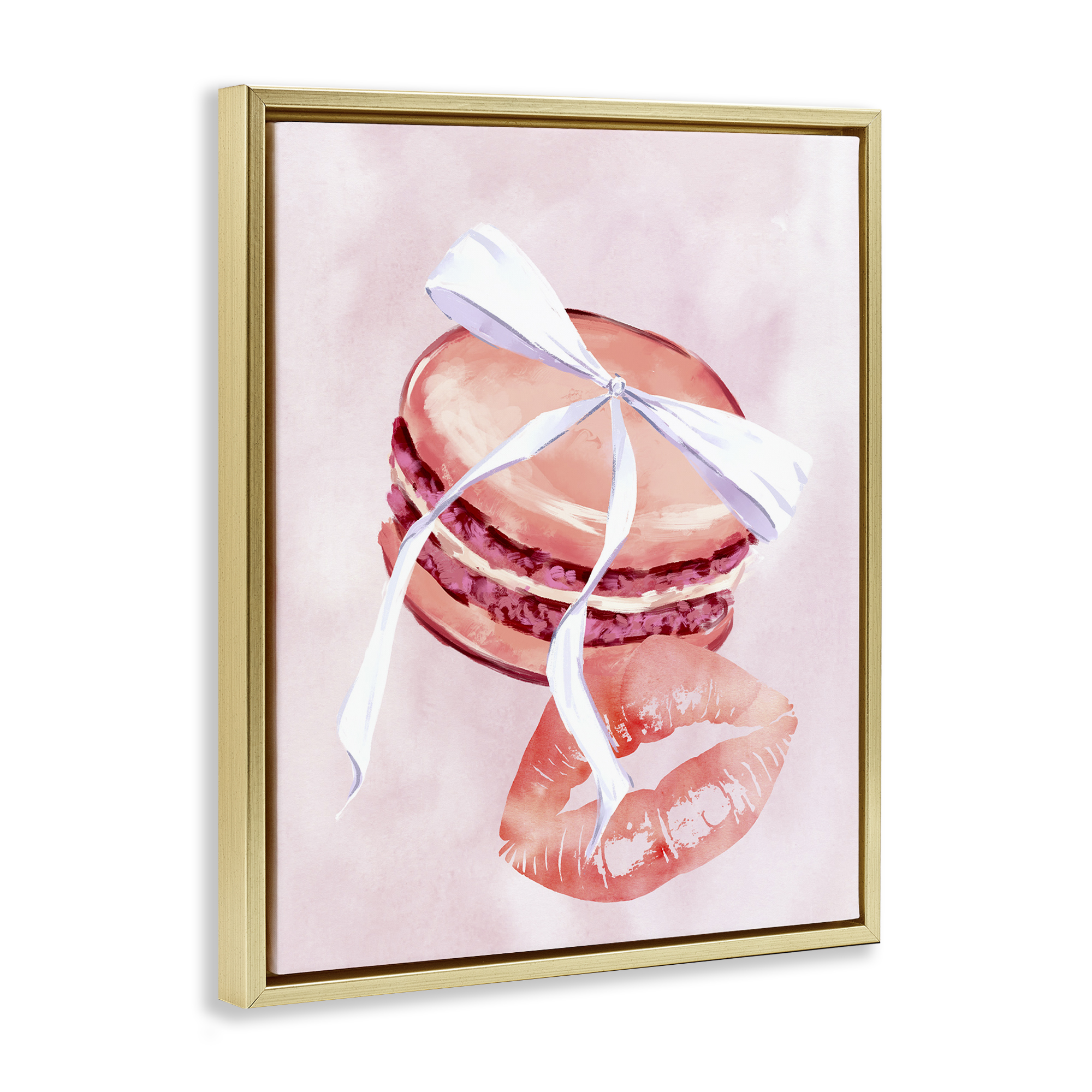 Stupell Industries Glam Macaron Dessert Food & Beverage Painting Gold Floater Framed Art Print Wall Art, 25 x 31