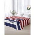 thumbnail image 5 of Anchor Red Queen Size Flat Sheet, Wrinkleproof & Fadeproof Cooling Flat Bed Sheet Only, Modern Navy Blue White Striped Nautical Breathable Soft Bedding Top Sheets 90 x 102 Inches, 5 of 8