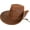 Brown, variant on Women’s Aussie Hat - Waterproof Hat Designed with Distressed Ruff Leather, Adjustable Chin Strap, Hidden Steel Wire in The Brim, and Side Snap Medium Tan
