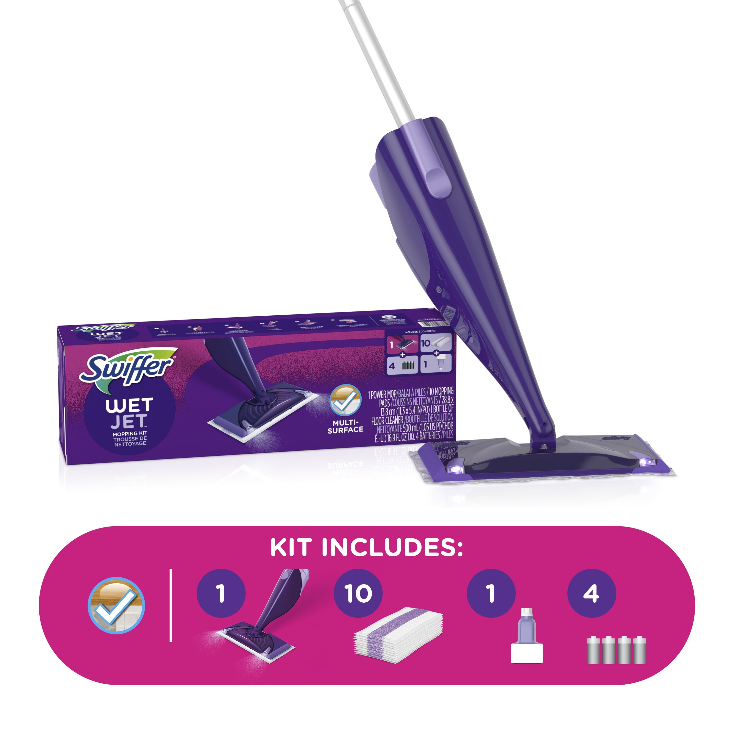 Swiffer WetJet Hardwood and Spray Mop, All-in-One Mopping Cleaner Starter Kit - Walmart.com