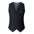thumbnail image 3 of Chaleco de invierno ajustado gris sin capucha de un solo pecho casual ordinario de cuatro estaciones de color sólido universal de talla grande, 3 of 4