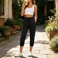 thumbnail image 7 of ZGRBOU Women Capri Jogger Sweatpants Elastic High Waist Drawstring Cropped Track Pants Lightweight Baggy Pants with Pockets, 7 of 7