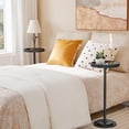 thumbnail image 2 of Small Round Side Table, Drink Table, Coffee Martini Table with Pedestal Accent for Small Spaces in Living Room, Bedroom, Sofa Couch, Black BB168BZ01, 2 of 9